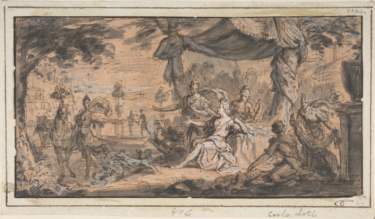 Alexander and Bucephalus by anonymous, drawing, 1600-1699