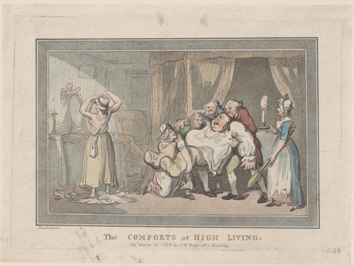 The Comforts of High Living by Thomas Rowlandson, print, 1794