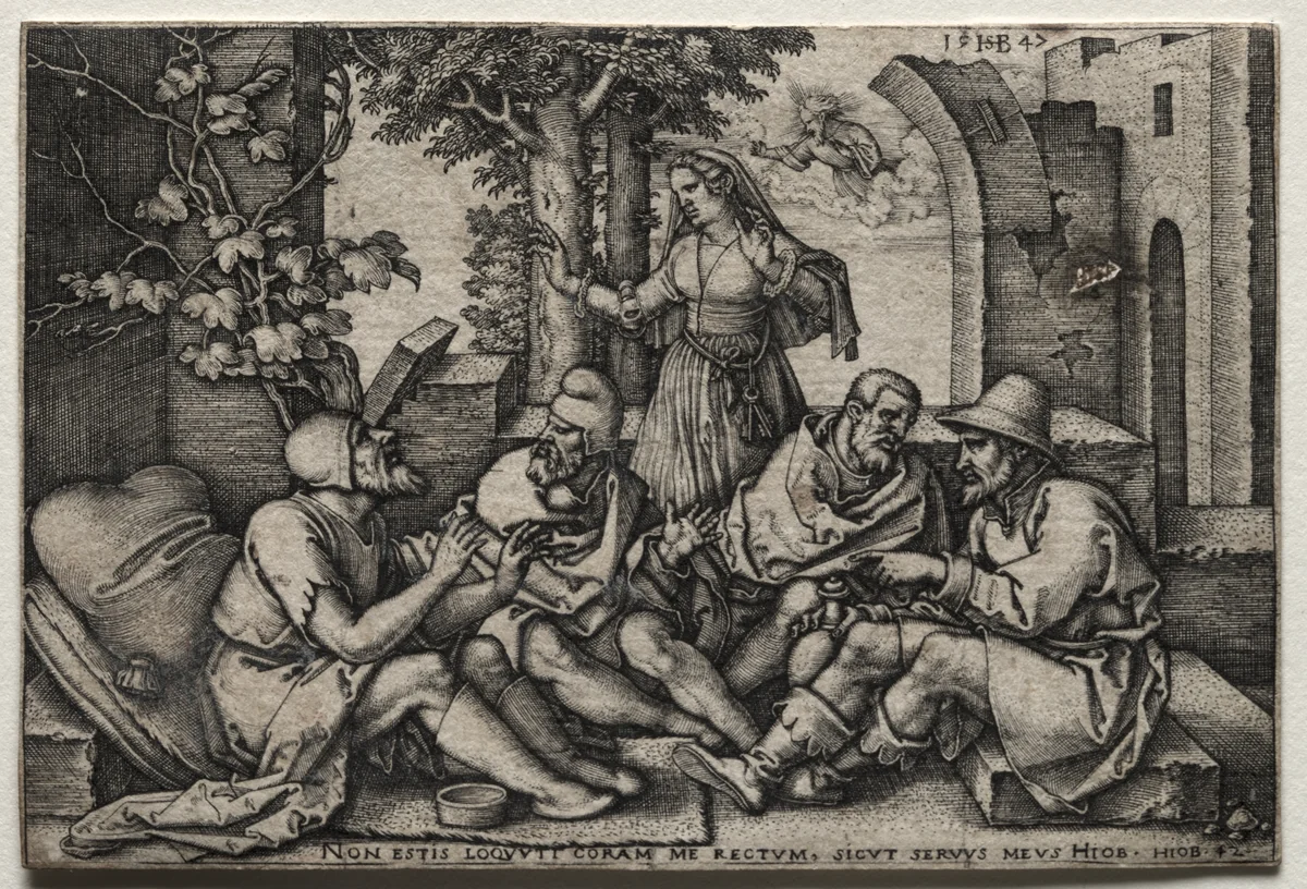 Job and His Friends by Hans Sebald Beham, print