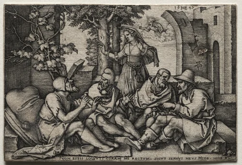 Job and His Friends by Hans Sebald Beham, print