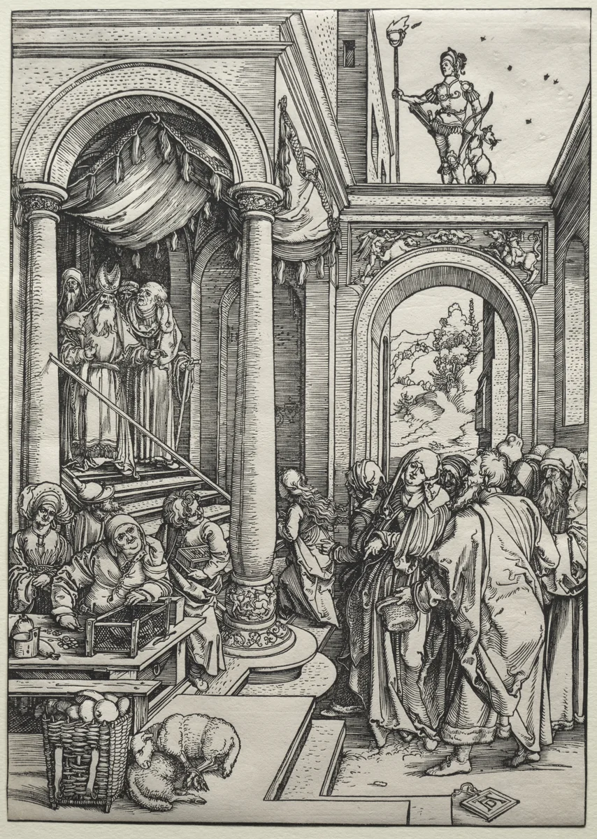 The Presentation of the Virgin in the Temple by Albrecht Dürer, print, 1502-1503