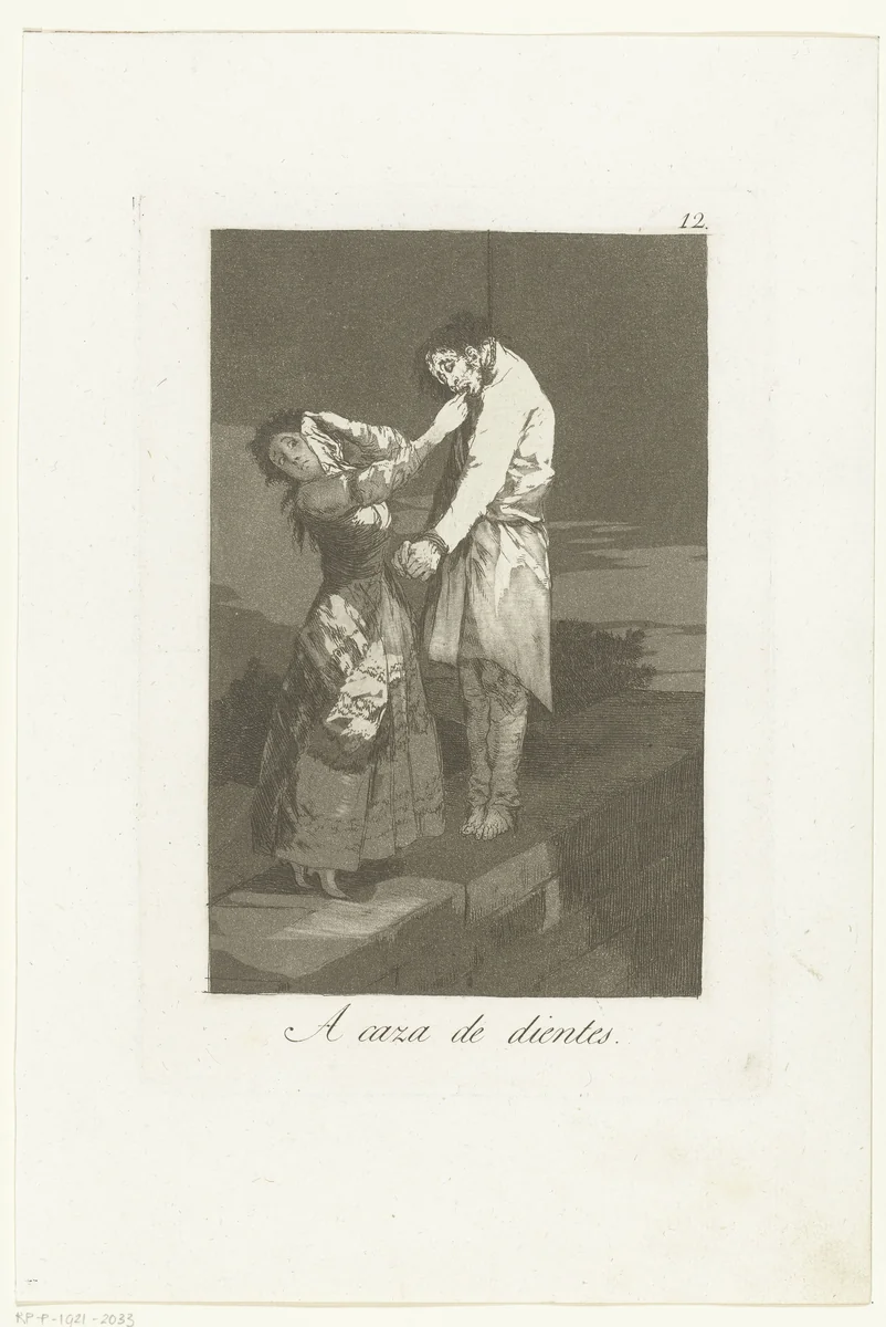 Op jacht naar tanden by Francisco de Goya, print, 1797-1799