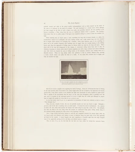 "Iceberg with the figure of a man clinging to the top" by George P. Critcherson, John L. Dunmore, William Bradford, photograph, 1869