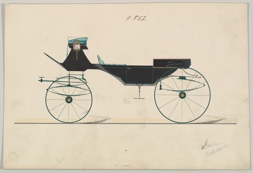 Design for Vis-à-vis/ Barouche, no. 852 by Brewster & Co., drawing, 1850-1870