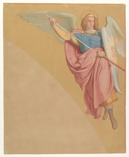 Decoration of an Arch: Archangel with a Sword by Eduard Jakob von Steinle, drawing, 1825-1886