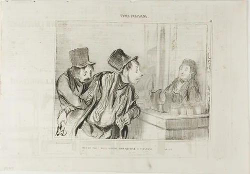 “Everything is Paid for? And We Didn't Insult Anyone… Bye,” plate 31 from Types Parisiens by Honoré-Victorin Daumier, print, 1842