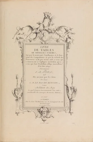 Livre de Tables de Diverses Formes (Title Page) by Jean Bernard Toro, book, 1716