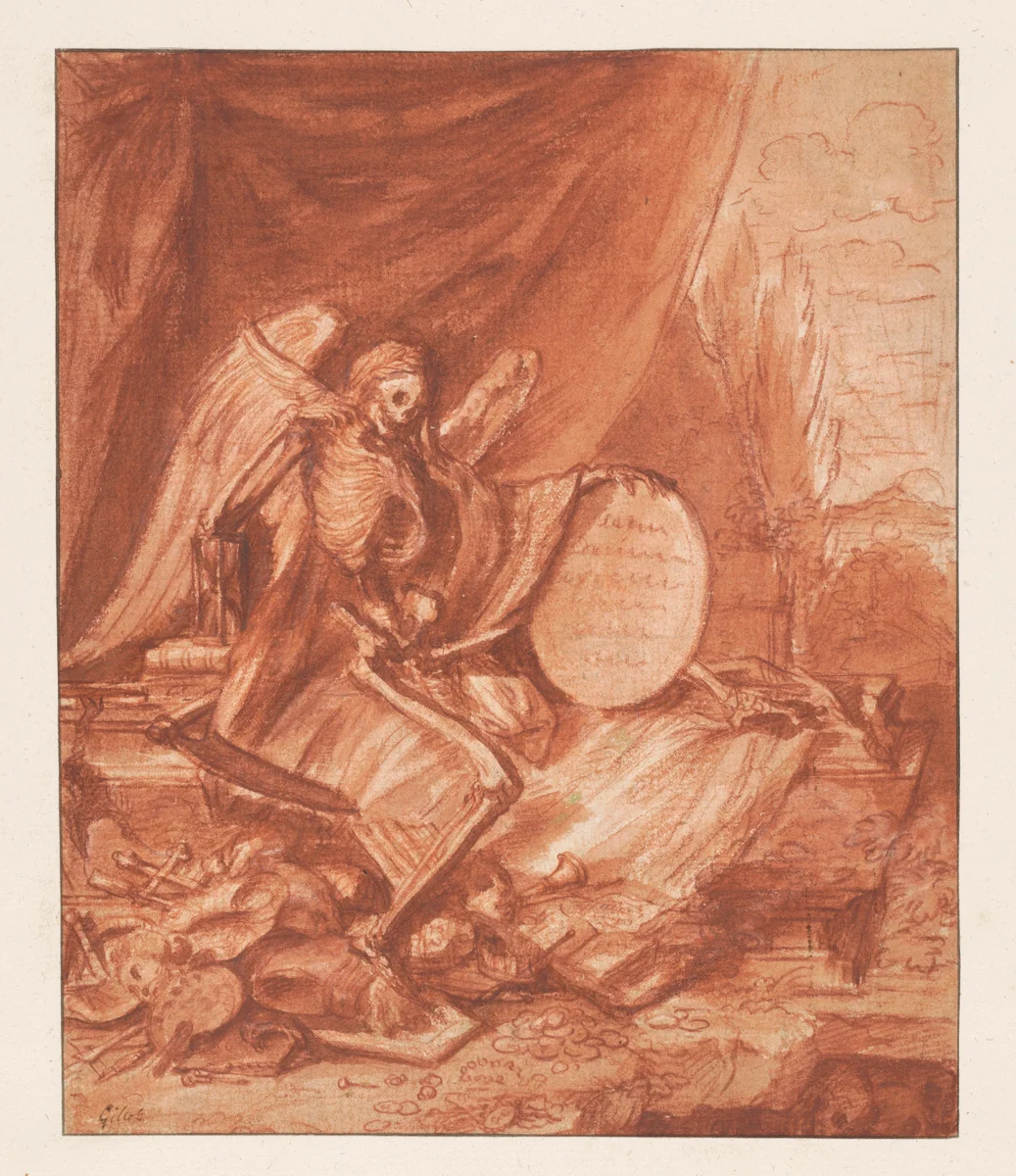 Vanitas-allegorie by Claude Gillot, drawing, 1683-1722
