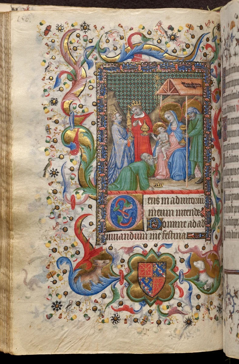 Hours of Charles the Noble, King of Navarre (1361-1425): fol. 78v, Adoration of the Magi (Sext) by Master of the Brussels Initials and Associates, book, 1400-1410