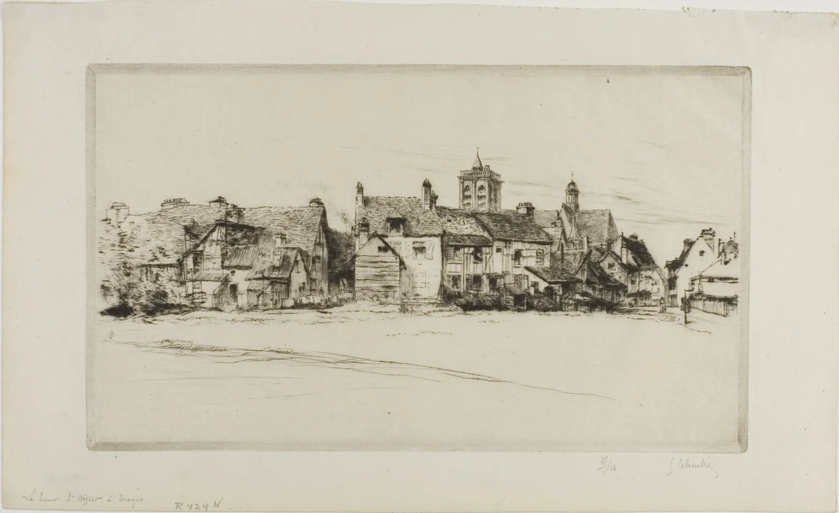 The Tower of St. Nizier, Troyes by Gustave Leheutre, print, 1907