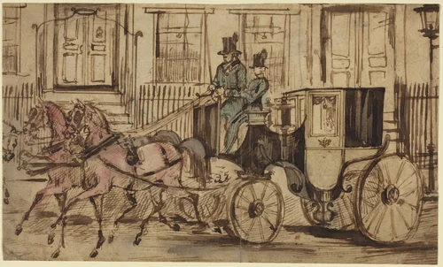 The Strawberry Roans by Constantin Guys, drawing, 1805-1892