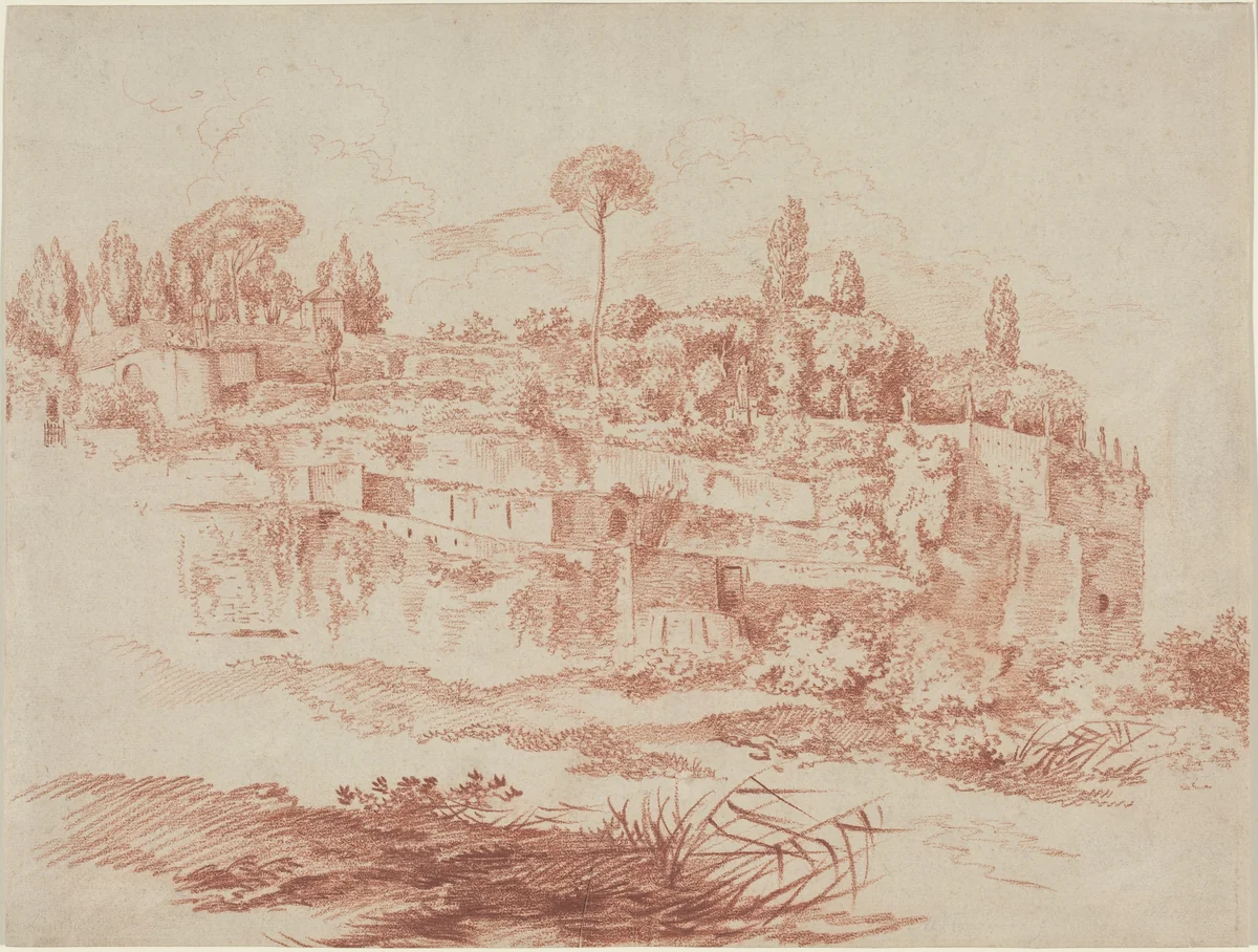 Gardens of the Villa Mattei by Jacques-François Amand, drawing, 1755-1765