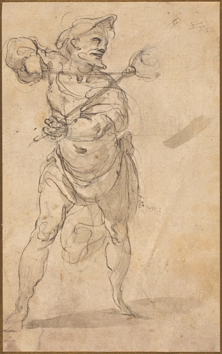 A Tormentor With Tongs by Taddeo Zuccaro, drawing, 1529-1566
