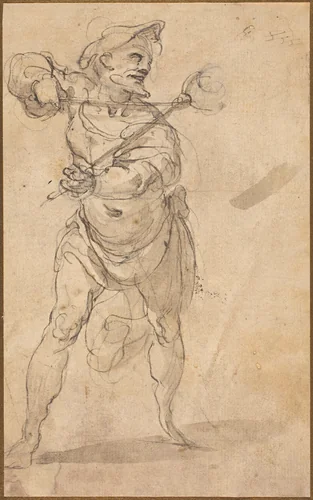 A Tormentor With Tongs by Taddeo Zuccaro, drawing, 1529-1566