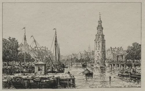 Tour de Montelban, Amsterdam by Maxime Lalanne, print, 1884
