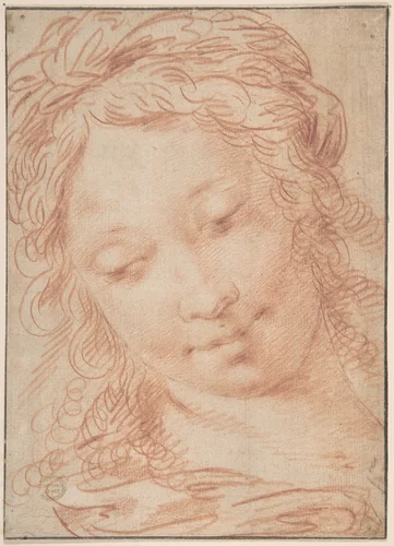 Female Head by anonymous, drawing, 1600-1700