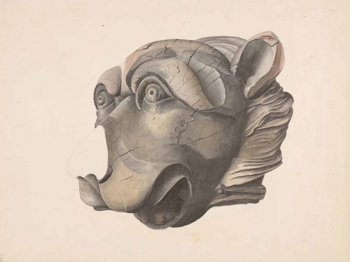 Carved Cat Head (Detail) by Alton K. Skillin, index of american design, 1936