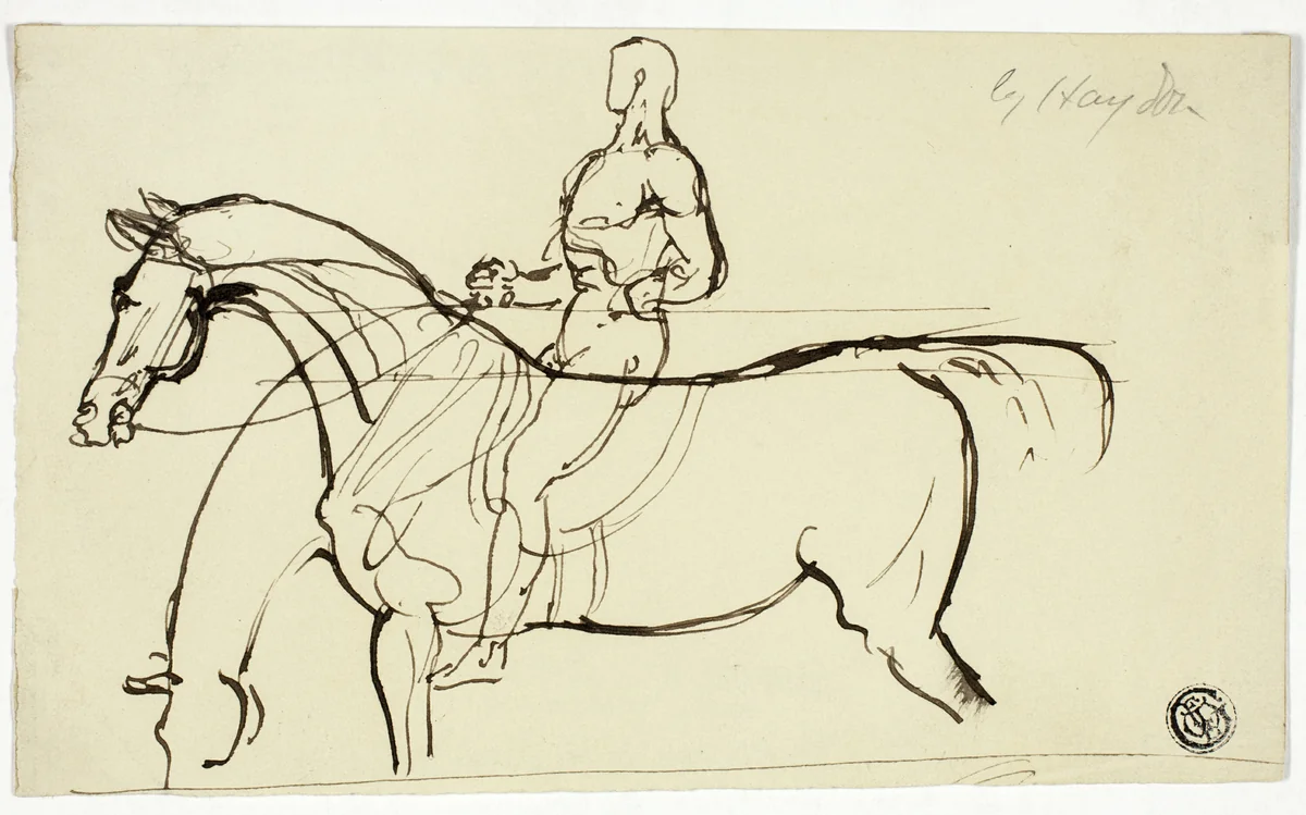 Sketch of Horse and Rider by Benjamin Robert Haydon, drawing, 1806-1846