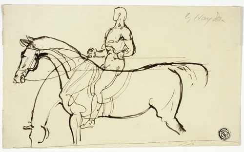Sketch of Horse and Rider by Benjamin Robert Haydon, drawing, 1806-1846