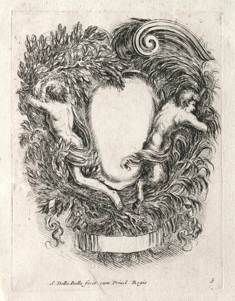 New Model for a Cartouche by Stefano della Bella, print, 1647