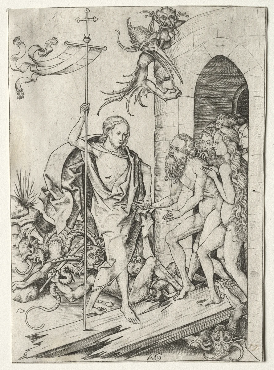 Passion of Jesus Christ: The Descent into Limbo by Master AG, print, 1400-1500