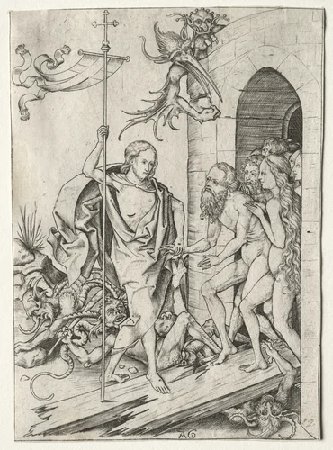 Passion of Jesus Christ: The Descent into Limbo by Master AG, print, 1400-1500