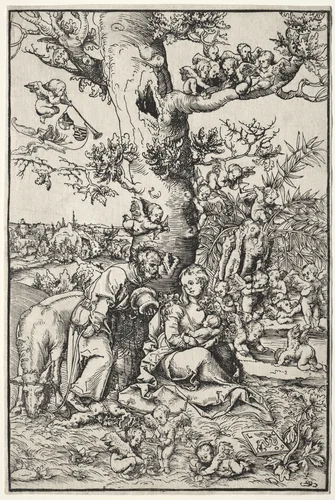 Rest on the Flight into Egypt by Lucas Cranach, print, 1509