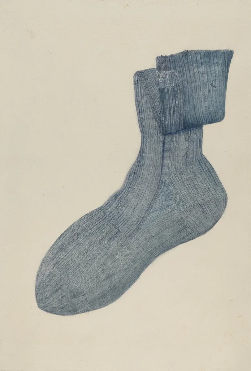 Shaker Man's Sock by Alice Stearns, index of american design, 1936