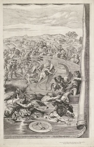 Slag bij de Milvische brug (rechter blad) by Pietro Aquila, print, 1683