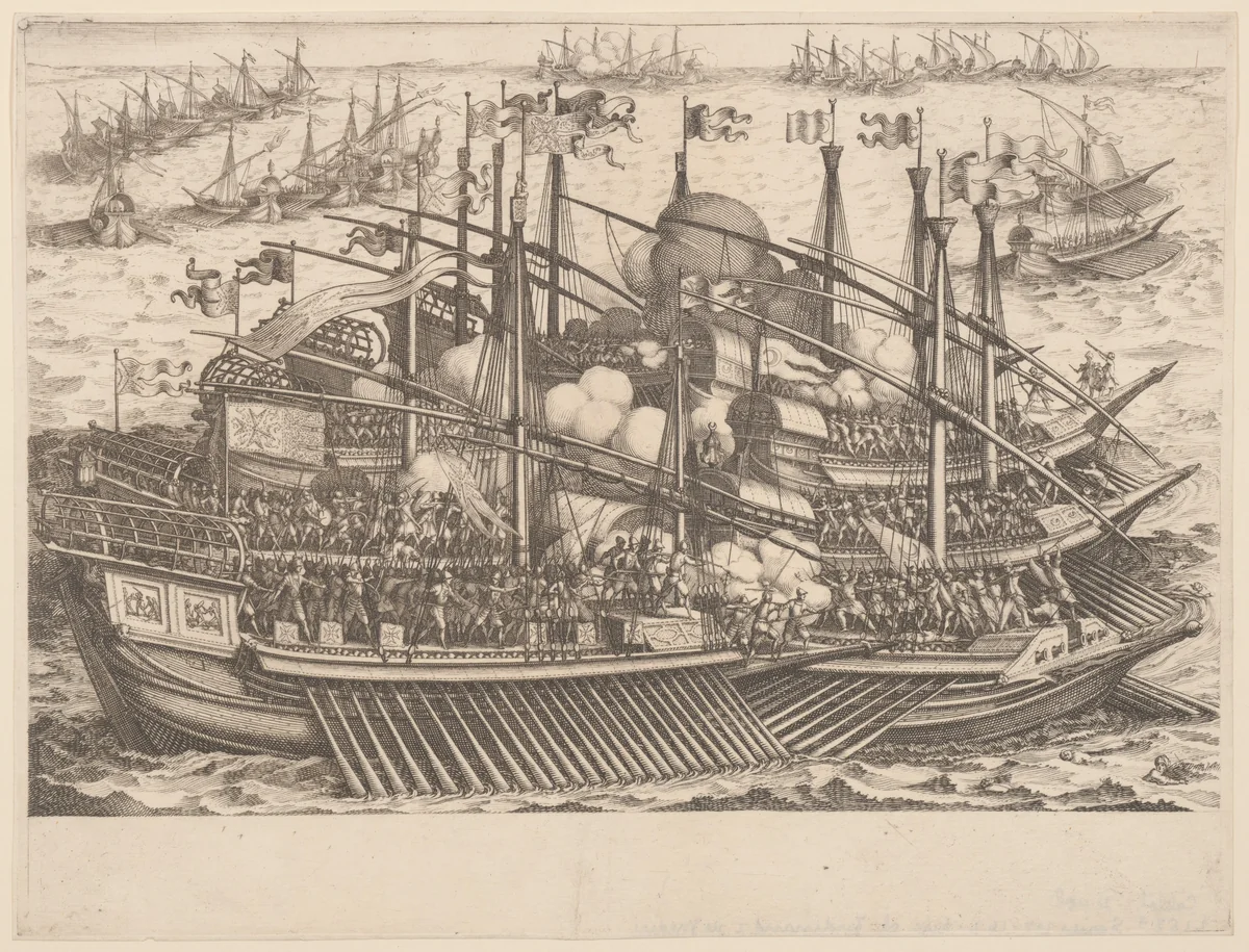 Naval Combat by Jacques Callot, print, 1600-1635