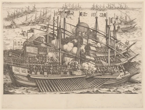 Naval Combat by Jacques Callot, print, 1600-1635