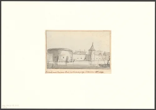 Gezicht op de Geldersekade en de Waterpoort by anonymous, drawing, 1530-1599