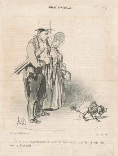 Je te le dis toujours, avec ton sucre... by Honoré Daumier, print, 1840