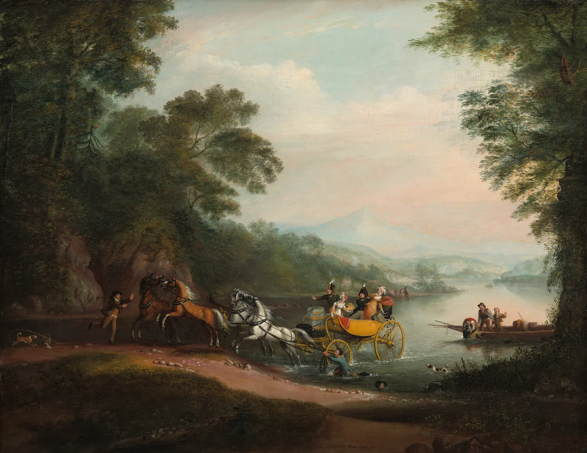 Mishap at the Ford by Alvan Fisher, painting, 1818