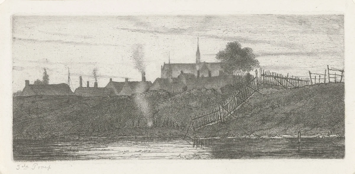 Gezicht op een stad by Jacobus Ludovicus Cornet, print, 1825-1882