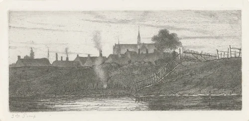 Gezicht op een stad by Jacobus Ludovicus Cornet, print, 1825-1882