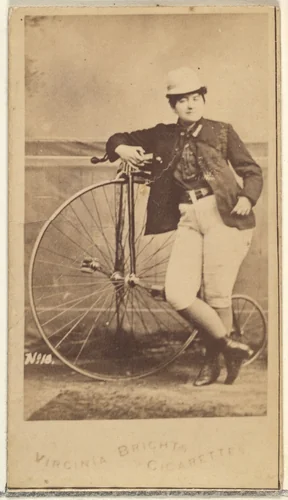 Card 18, from the Girl Cyclists series (N49) for Virginia Brights Cigarettes by Allen & Ginter, photograph, 1887
