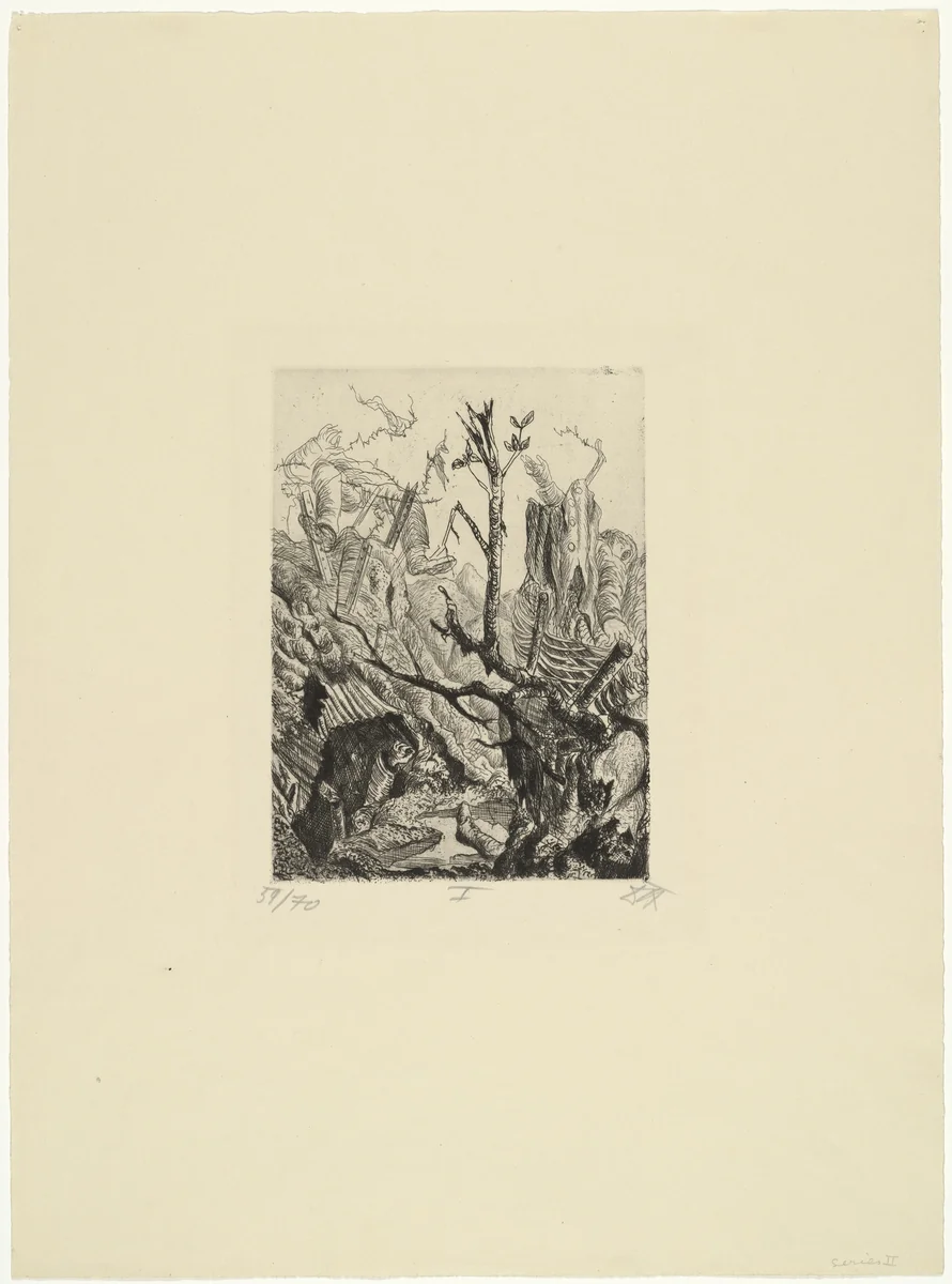 Abandoned Position near Neuville (Verlassene Stellung bei Neuville) from The War (Der Krieg) by Otto Dix, print, 1924