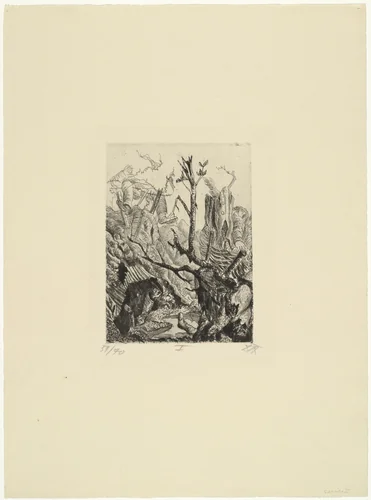 Abandoned Position near Neuville (Verlassene Stellung bei Neuville) from The War (Der Krieg) by Otto Dix, print, 1924