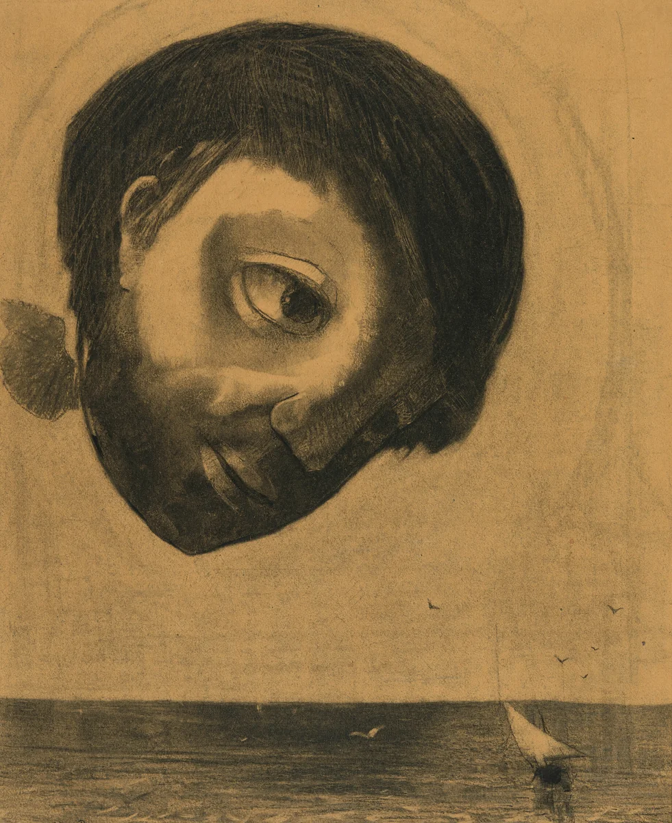 Guardian Spirit of the Waters by Odilon Redon, drawing, 1878