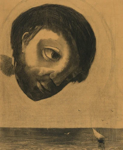 Guardian Spirit of the Waters by Odilon Redon, drawing, 1878