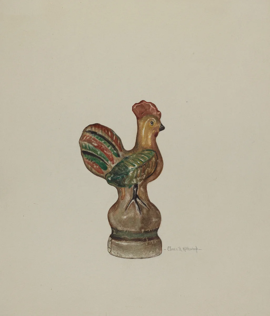 Chalkware Rooster by Elmer R. Kottcamp, index of american design, 1940