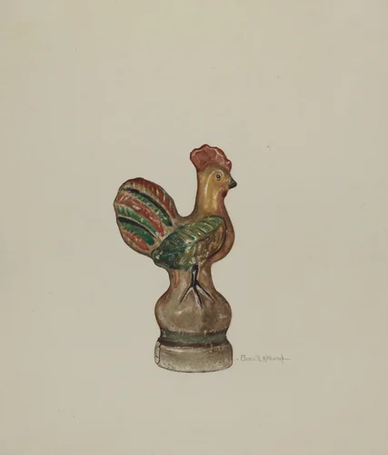 Chalkware Rooster by Elmer R. Kottcamp, index of american design, 1940