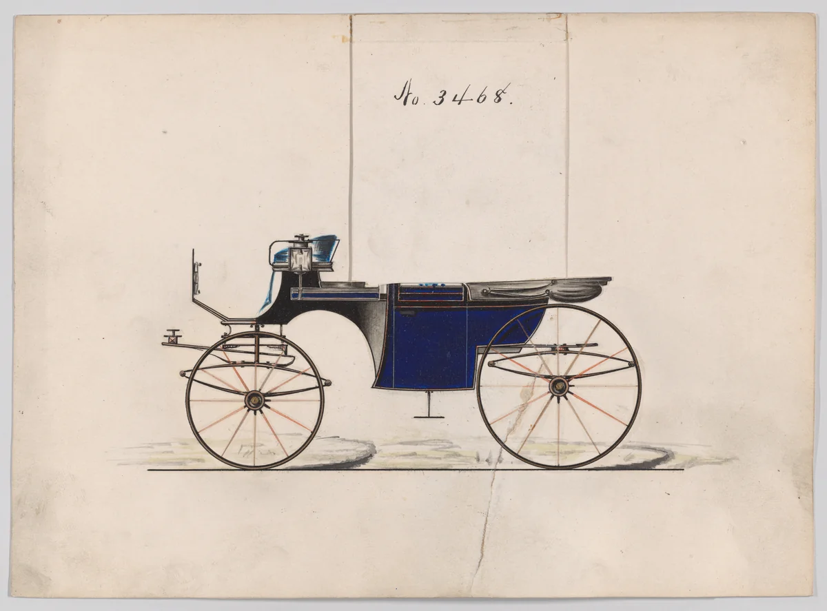 Design for Landaulet, no. 3468 by Brewster & Co., drawing, 1878
