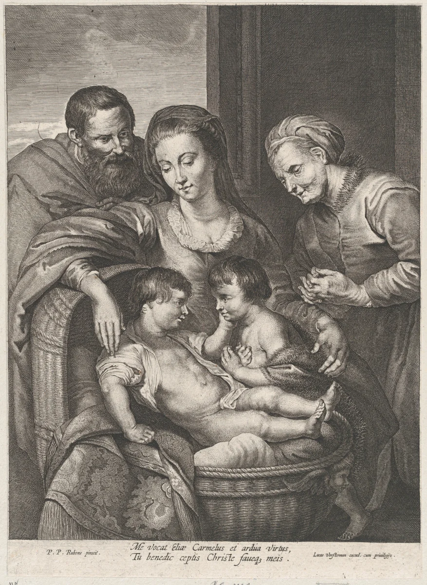 The Holy Family with Saint Elizabeth and the infant Saint John the Baptist by Lucas Vorsterman, print, 1610-1680