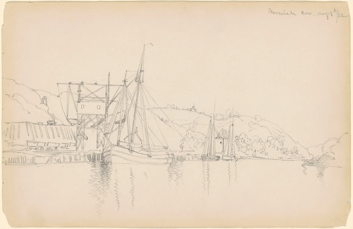 Norwich, Connecticut by Peter Moran, drawing, 1882