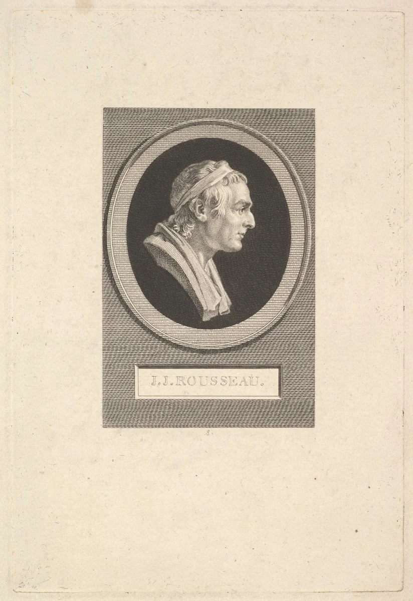 Portrait of Jean-Jacques Rousseau by Augustin de Saint-Aubin, print, 1801