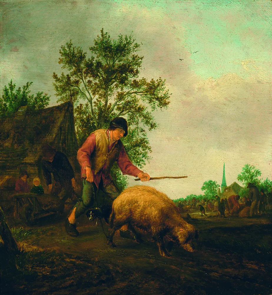 Farmer with a Pig by Adriaen van Ostade, painting, 1644