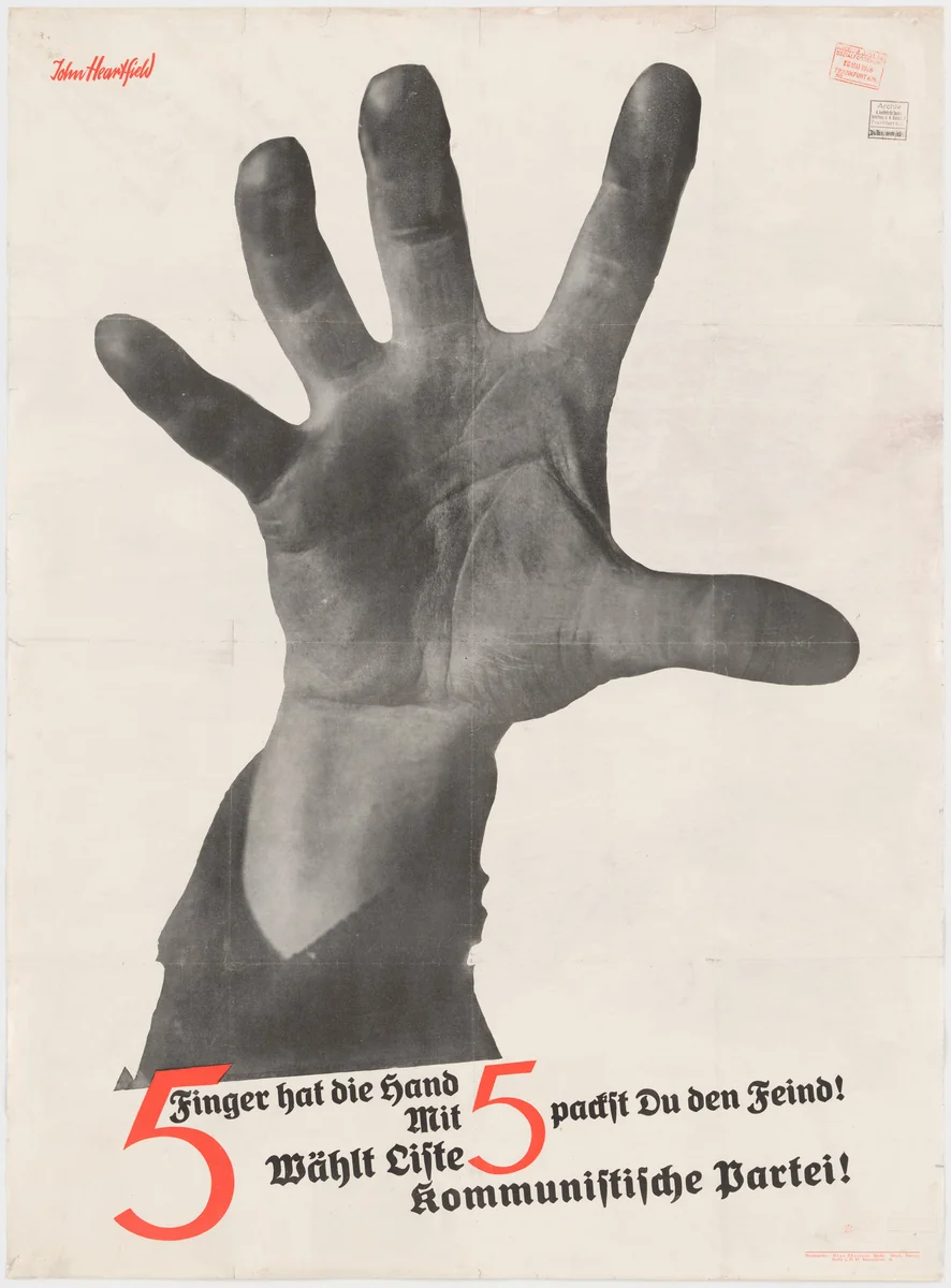 The Hand Has Five Fingers (5 Finger hat die Hand) (Poster for the German Communist Party) by John Heartfield, design, 1928