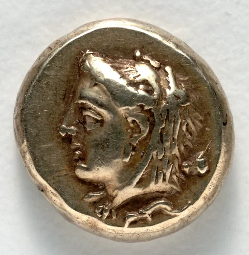 Hecte: Head of Omphale (obverse) by Unknown, metalwork, -387--326